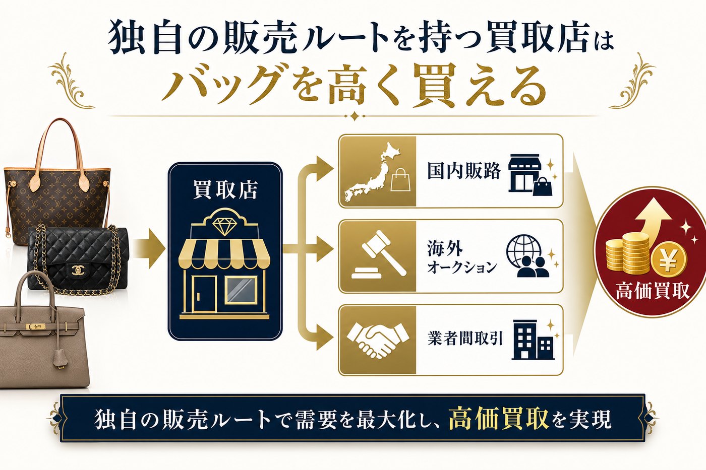 独自の販路確立で「満足価格」を提示できるの図解
